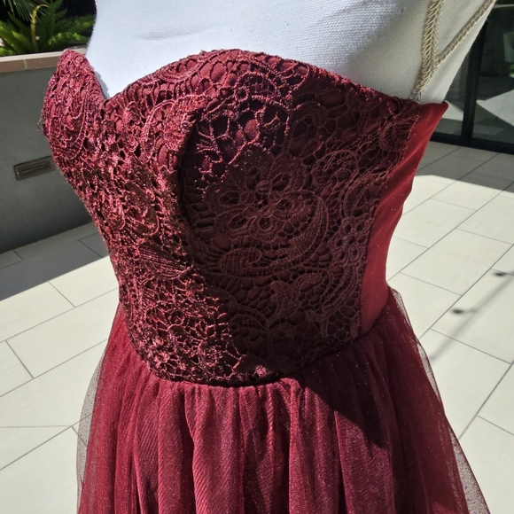 🆑️ SPEECHLESS Fit Flare Dress | Strapless Tube Floral Lace Sweetheart M - Picture 5 of 17